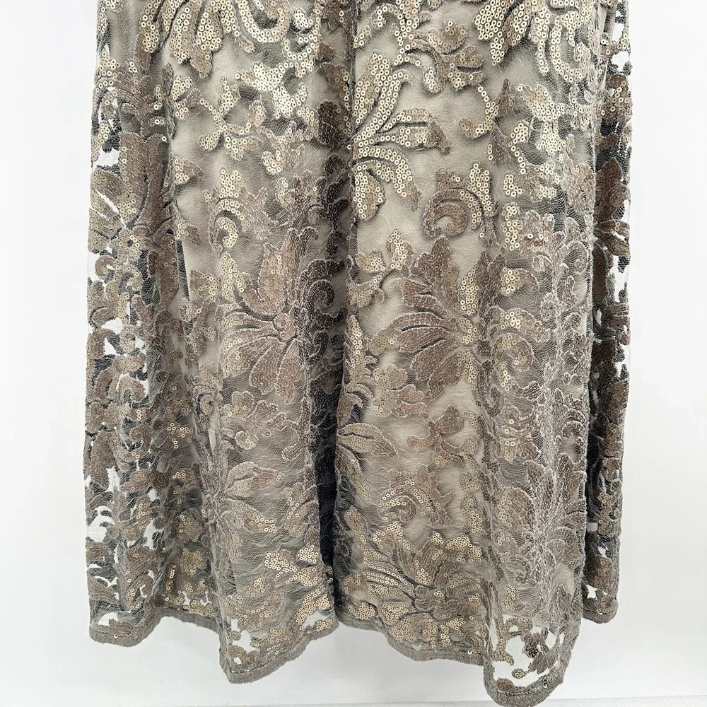Tadashi Shoji Mesh Sequin Mermaid Gown in Smoke Pearl Size‎ 6